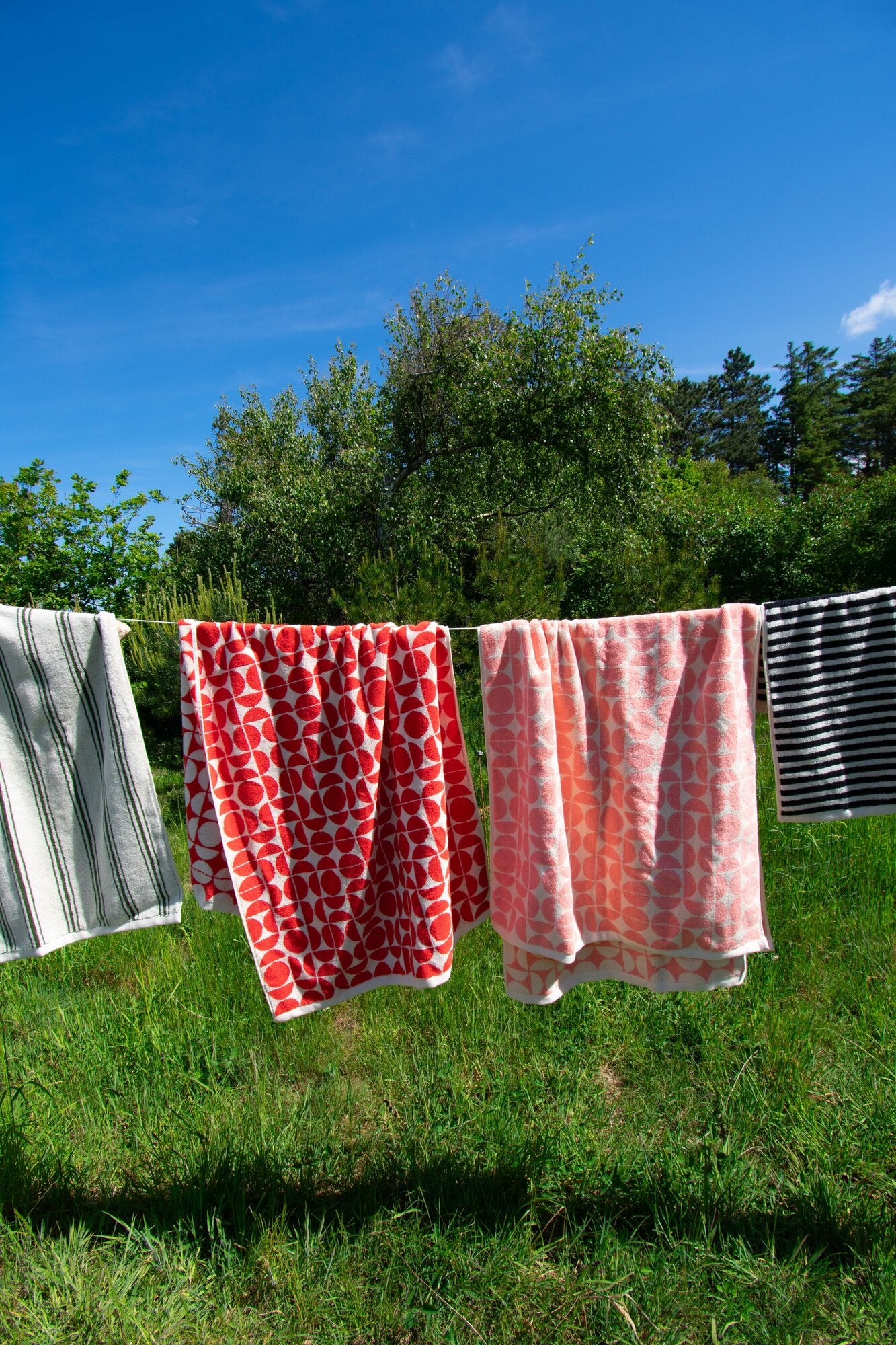 Geo håndklæde, Orange/Cream - 70x140 cm